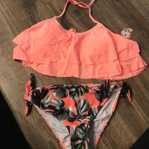 Two piece ruffle suit